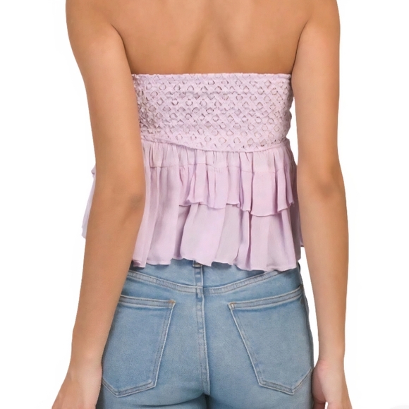 Free People One Adella Corset Cami Lilac Lace Strapless Top - Picture 2 of 11